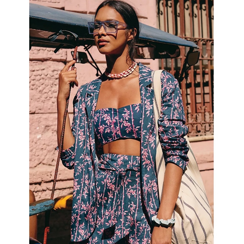 NBW Free People Poolside Floral Blazer Jacket Bandeau Two Piece Set